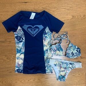 Roxy Tahiti swim suit rash guard set, XS